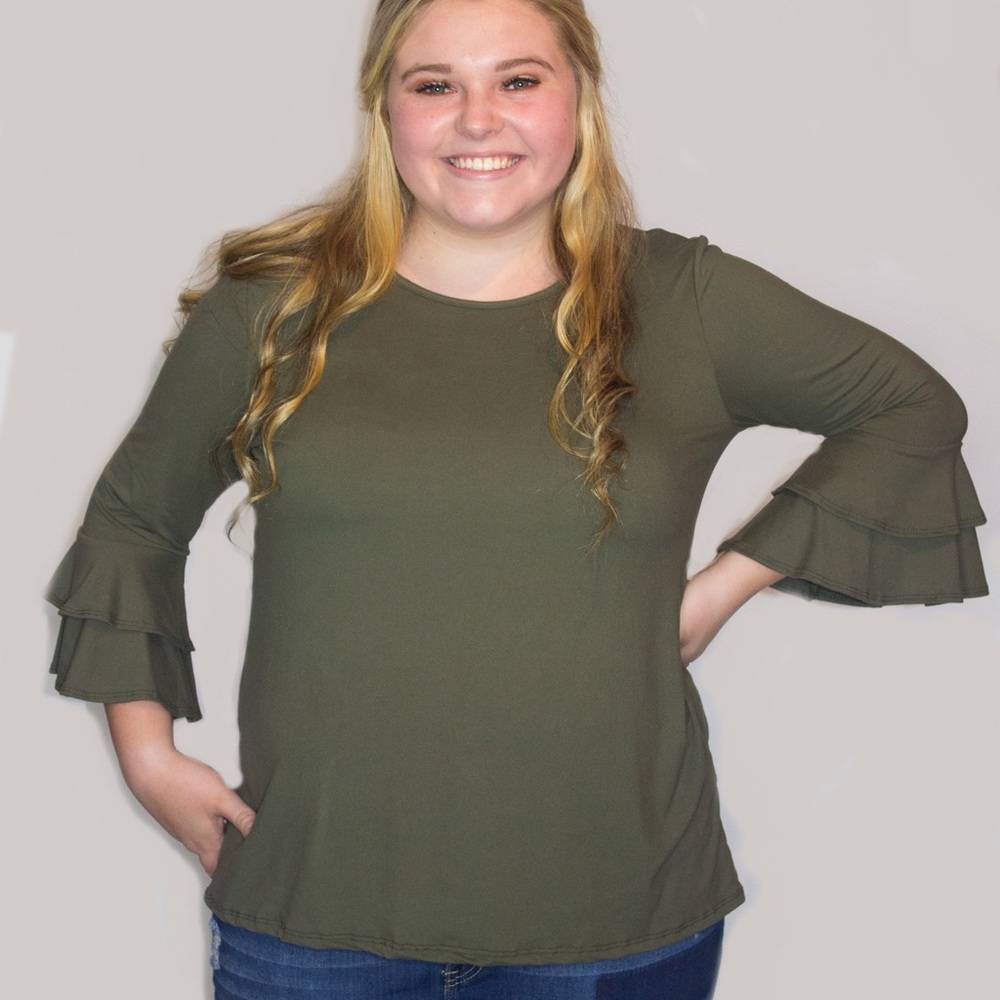 Plus size olive green top